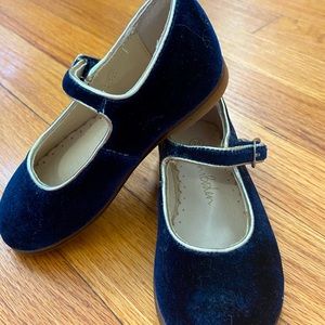 Girls velvet, gold trimmed Mary Janes